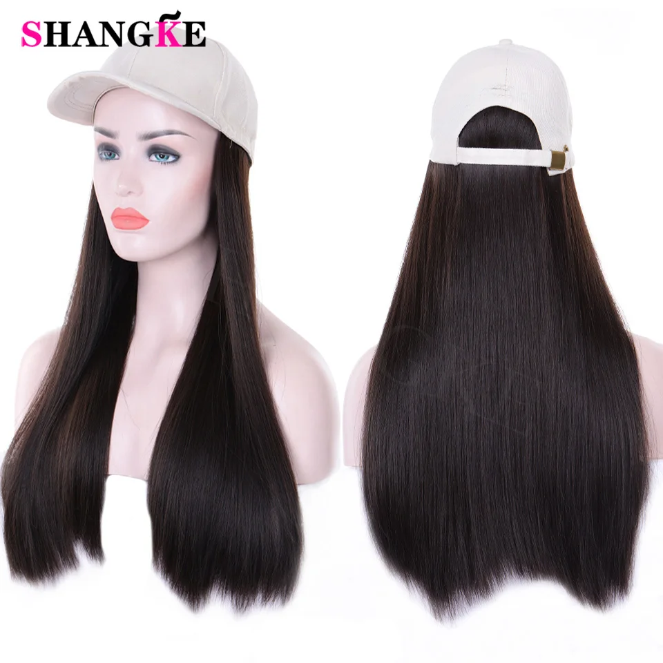 24 дюйма длинные прямые волосы шляпа парик с для женщин Жаростойкие Волокна