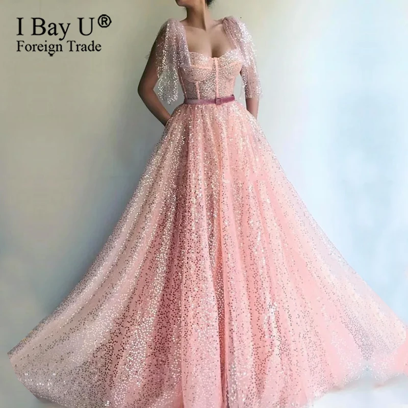 

Sparkly Sequin Evening Dress 2020 Puffy Tulle A Line Formal Party Prom Dresses