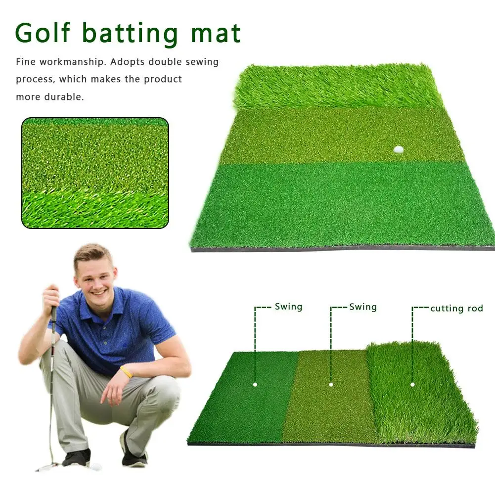 

12''x24''Golf Hitting Mat Indoor Outdoor Tri-Turf Golf Mat with Tees Hole Practice Golf Mat Protable Outdoor Golf Training Aid