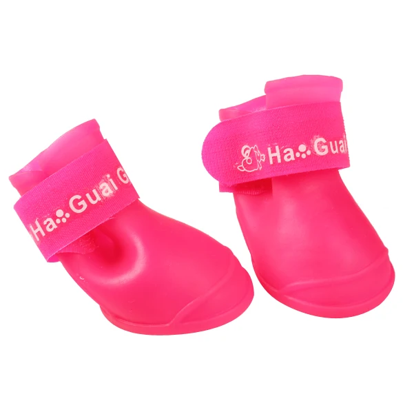 

4 Pcs Waterproof Pet Boots Dog Protective Rubber Rain Shoes Candy Color ALI88