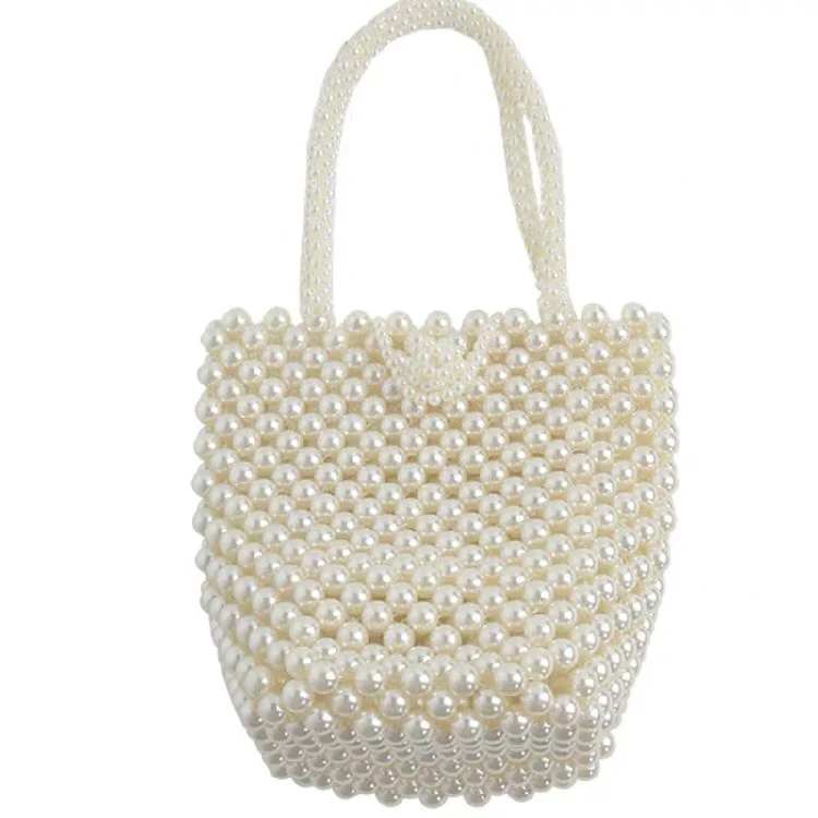 

Acrylic Pearls Bag Beaded Vintage Bucket Totes Women Plastic Evening Party Small Mini Handbag Summer Luxury Brand Wholesale