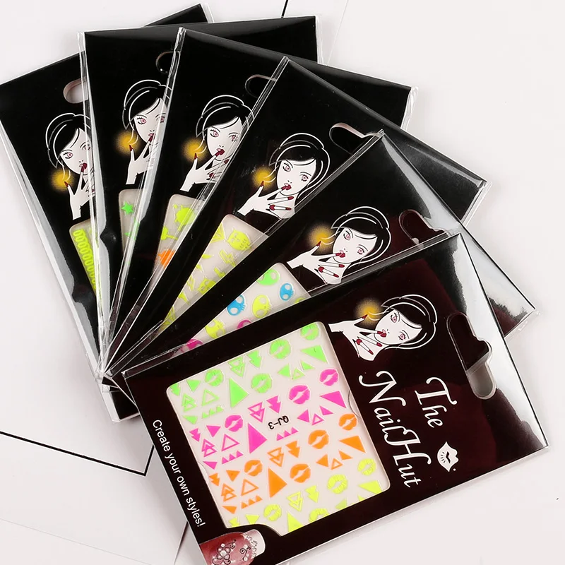 6 шт. блестящие светящиеся наклейки для ногтей флуоресцентный ноготь неоновые