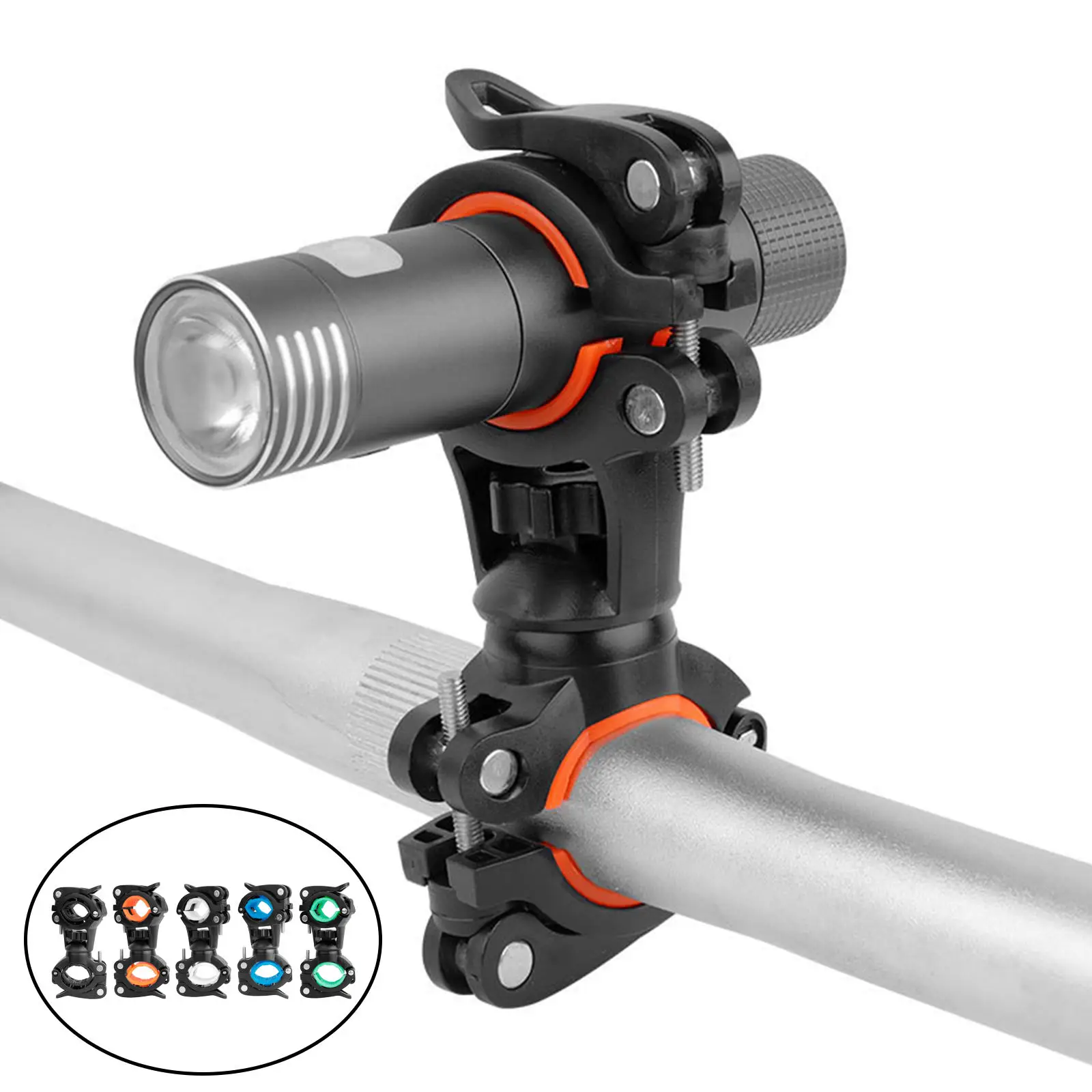 

360 Degree Rotation Bracket Cycling Light Holder Flashlight Stand Bicycle MTB Lamp Holder Flashlights Mount For Bike Accs