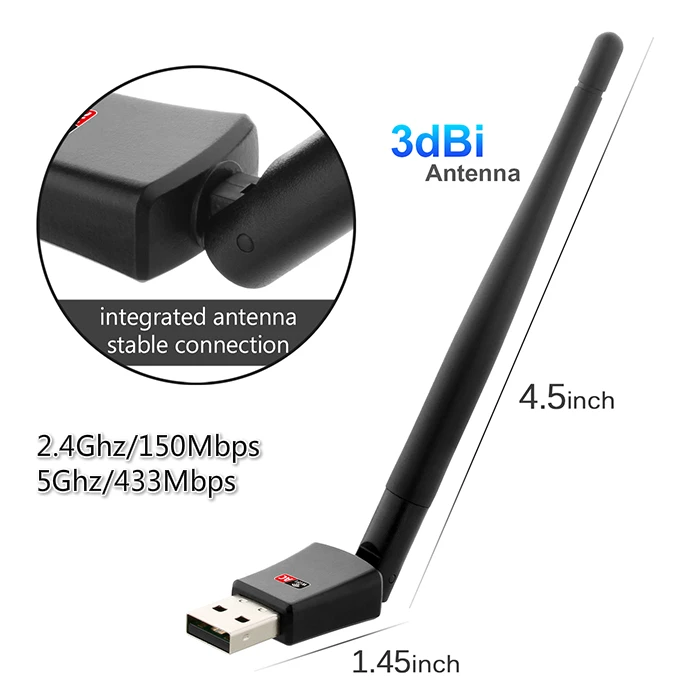 802.11b/G/n/AC Двухдиапазонный 600 Мбит/с RTL8811CU беспроводной USB Wi-Fi адаптер с 2 4G и 5 8G