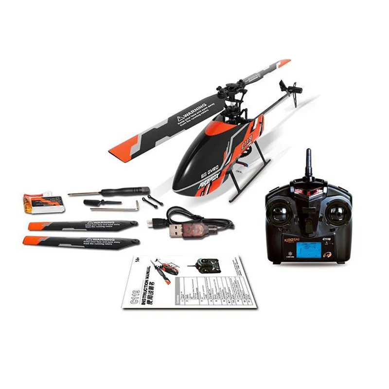 

C119 4CH 6 Axis Gyro Flybarless RC Helicopter with liquid crystal Remote Controller RTF 2.4GHz VS WLtoys V911S Upgrade Edition