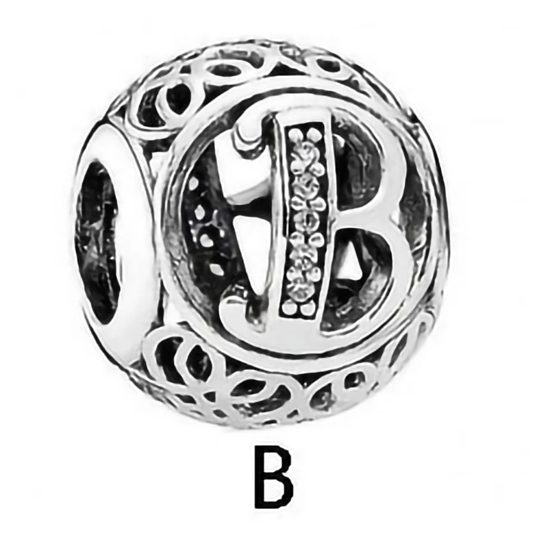 LR Браслет из серебра 925 пробы с бусинами в виде букв на английском языке |