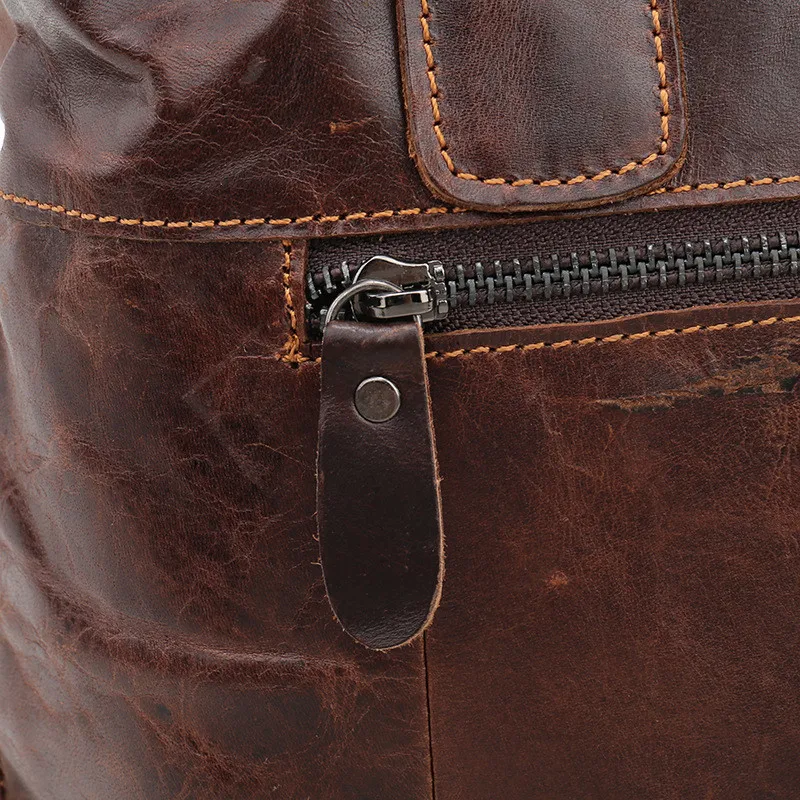 Fashion casual high-quality natural real leather men multi-pocket portable briefcase daily work lawyer's shoulder messenger bag