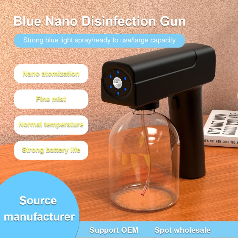 

New 500ML Wireless Disinfection Spray Handheld Portable USB Rechargeable Nano Atomizer Home Purple Light Sterilization Spray