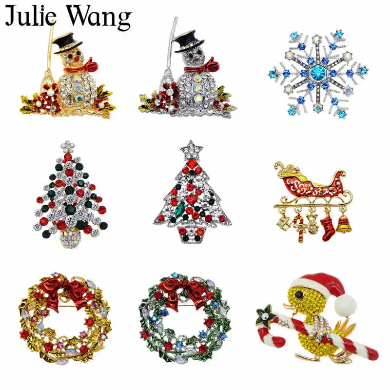 Julie Wang 4-9 искусственная Рождественская брошь разразы Смешанная эмаль Снеговик