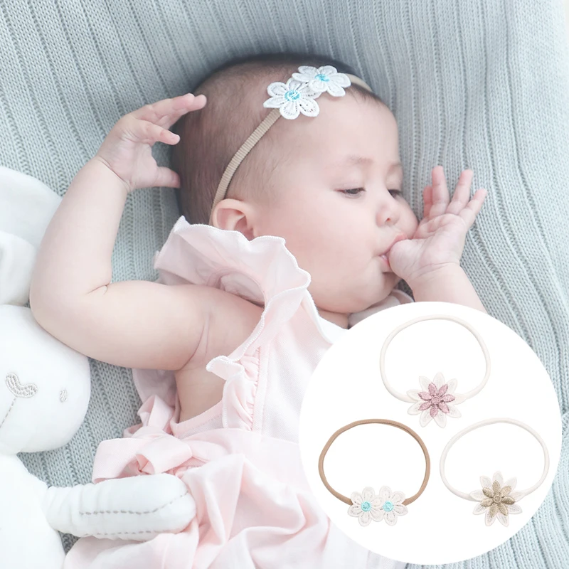 Тюрбан для маленьких девочек Изысканная повязка на голову с цветами фиолетовые