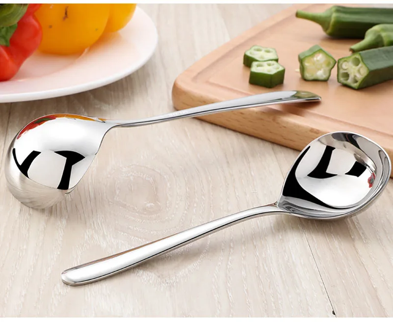 Korean Stainless Steel Thickening Spoon Creative Long Handle Hotel Hot Pot Spoon Soup Ladle Home Kitchen Essential Tools h2
