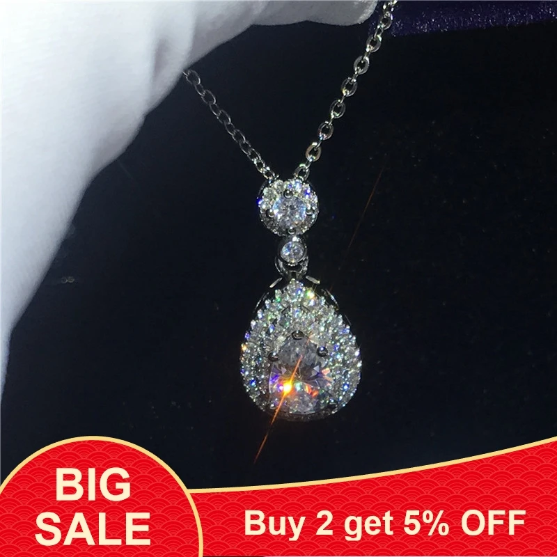 Капли воды кулон AAAAA Циркон cz 925 стерлингового серебра обручальные свадебные