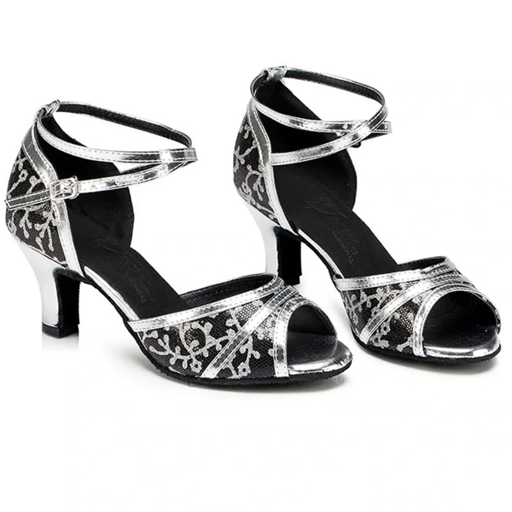 Women latin dance shoes gold glitter salsa Sparkling Glitter 6cm Heel xyd ballroom dance silver shoes wedding sandals