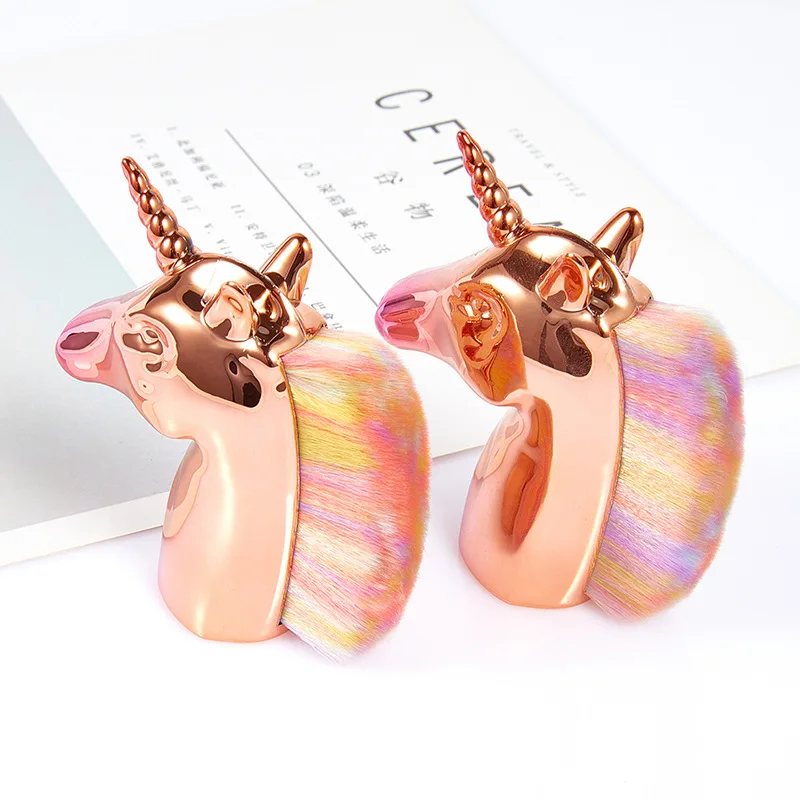 

Hot 1pc Gold Horse Colorful Hair Face Brush Loose Powder Super Soft Blush Sculpting Cosmetic Beauty Make Up Tool