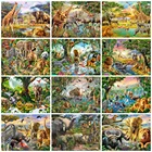 Набор для вышивки стен HUACAN 5D Бриллиантовая мозаичная фигурка животного Elephant Алмазная картина льва Full SquareRound Drill