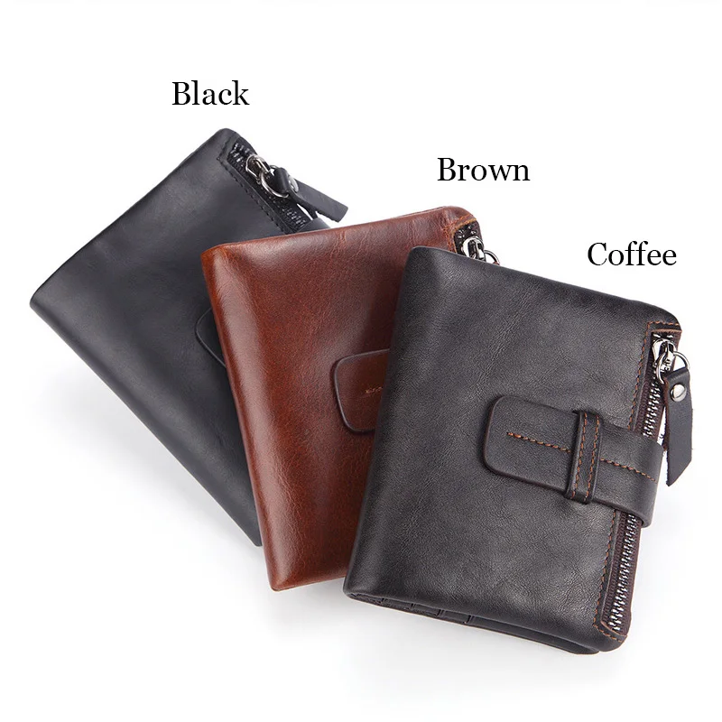 Мужской кошелек DISNOCI из натуральной кожи короткий бумажник для мелочи в стиле