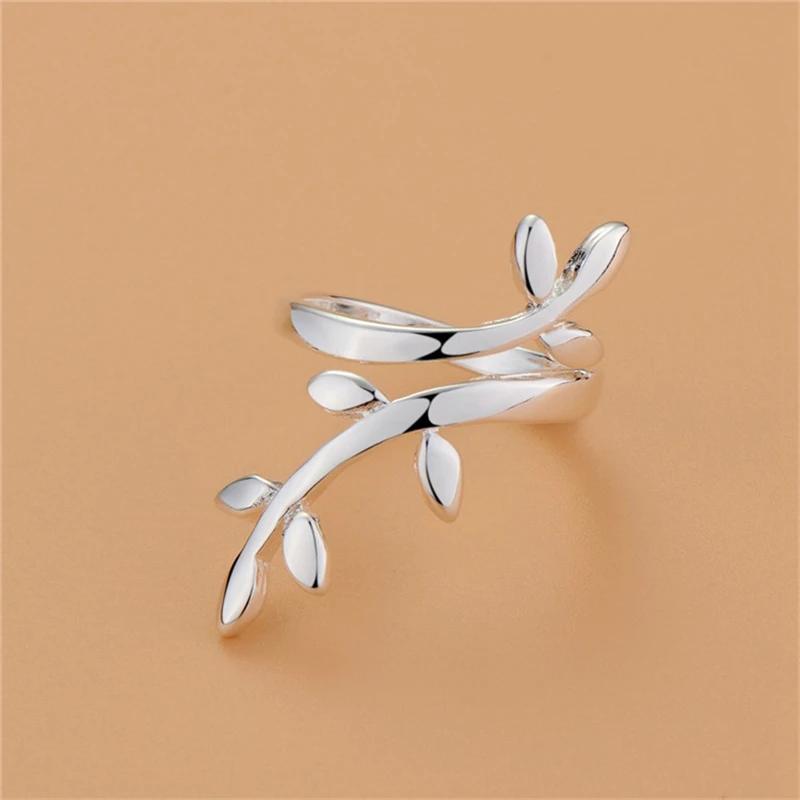 Кольца из стерлингового серебра для женщин длинное кольцо с листьями Женское