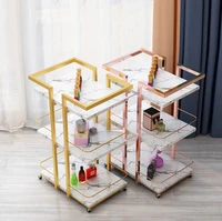 beauty salon cosmetics trolley nail tool cart pull cart marble multifunctional roller skating mobile storage rack