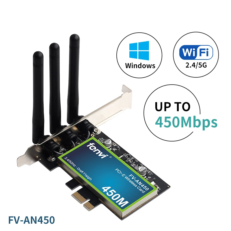 

PCI Wi-Fi Adapter Dual Band Wireless-AN 450Mbps Desktop Network Card 802.11a/b/g/n With 2.4/5GHz For PC Computer