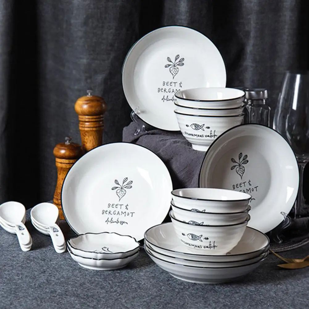 Adeeing 20 шт. керамический кухонный набор посуды семейный фарфоровый костюм в мисках