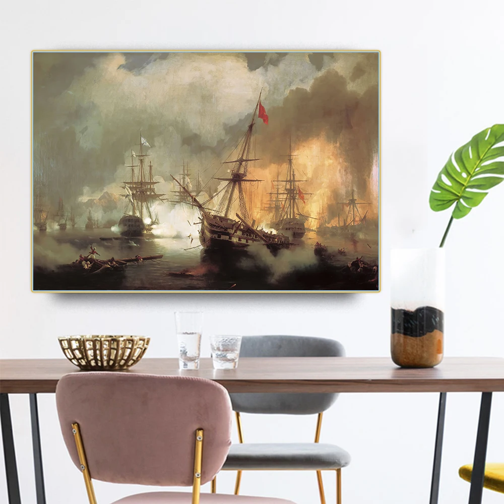 

Citon Ivan Aivazovsky《Sea Battle》Canvas Art Oil Painting Artwork Poster Picture Wall Decor Home Interior Living room Decoration