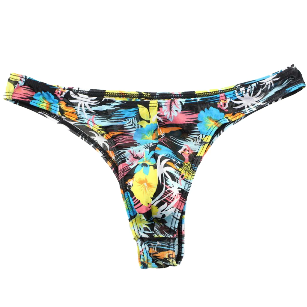 Мужские стринги с низкой посадкой цветочные удобные бикини нижнее белье дышащие