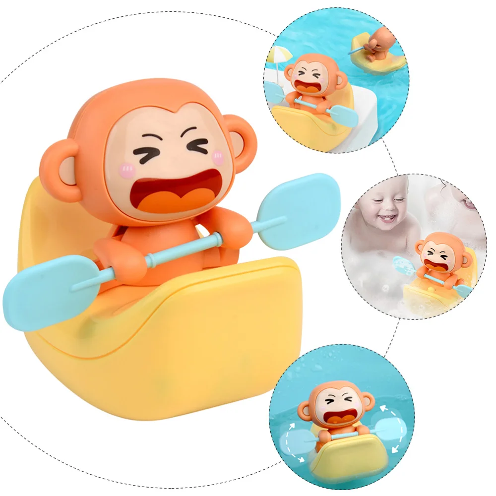 

1Pc Kids Bathroom Shower Funny Monkey Kayak Bath without Battery