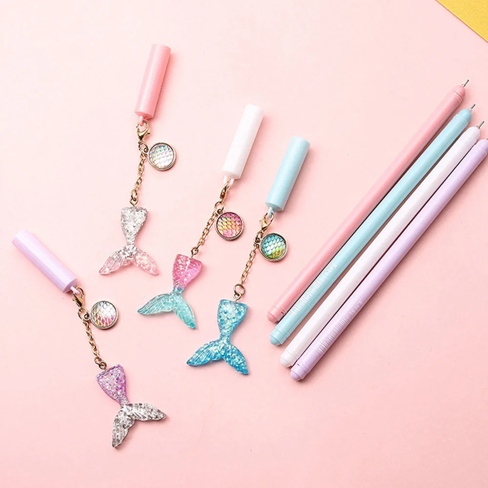 1 шт. Русалка гелевая ручка с подвеской комплект 0 5 мм черный Цвет ручек молочного