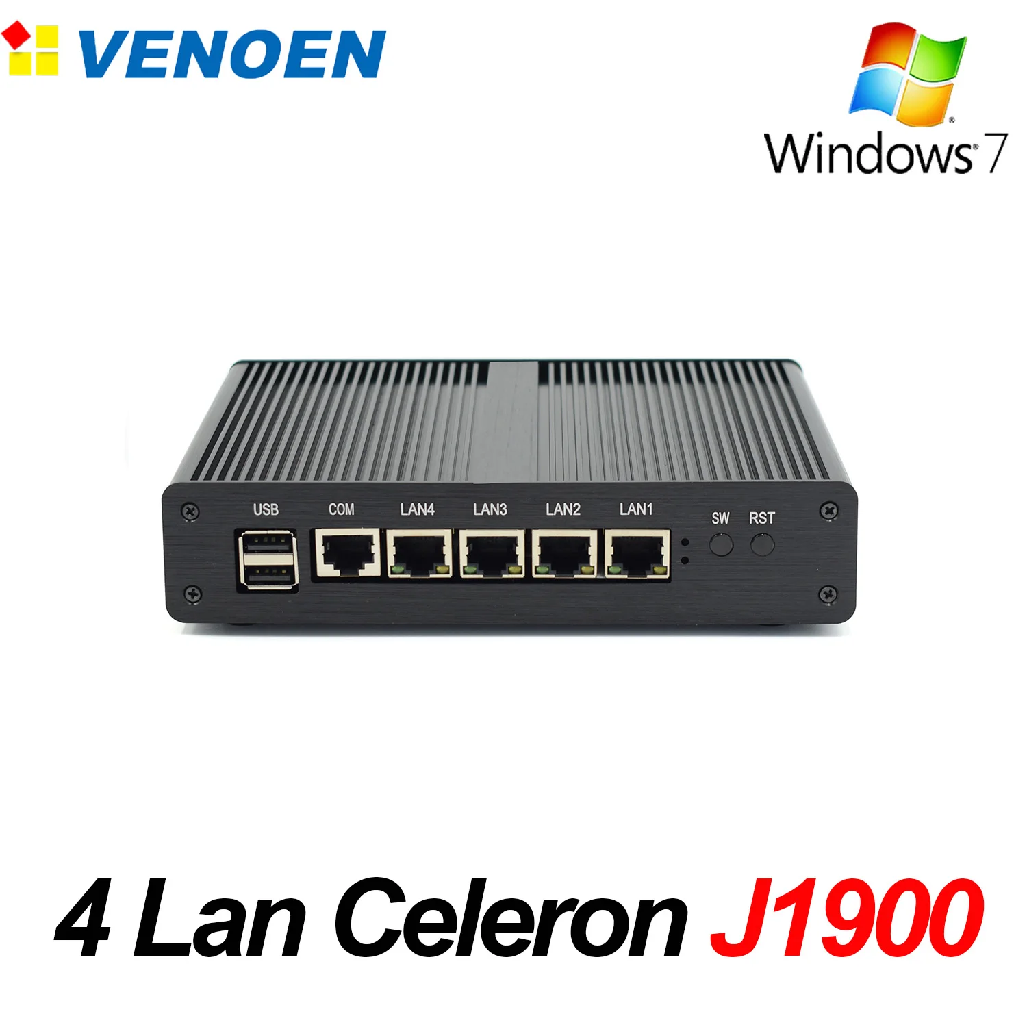 Четырехъядерный процессор Intel Celeron J1900 4 RJ45 Gigabit Lan NUC крошечный ТВ-бокс бесшумный Мини безвентиляторный встроенный Настольный ПК J1800 22nm Linux wind7