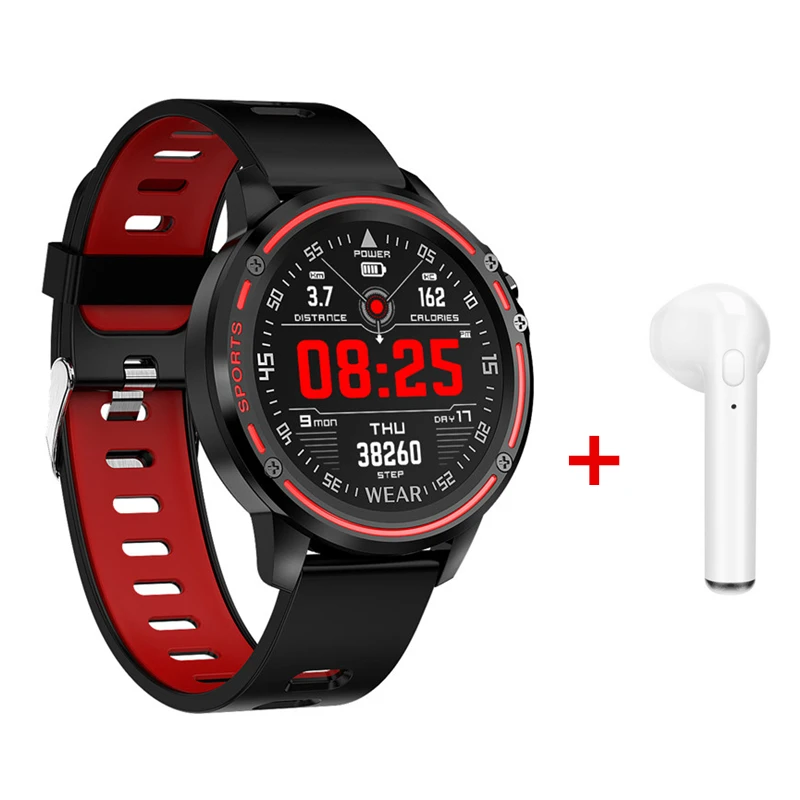 red add I7 С коробкой L8 ECG Смарт-часы кровяное давление PPG пульсометр Монитор артериального давления многоязычные умные часы для мужчин и женщин - Цвет: red add I7