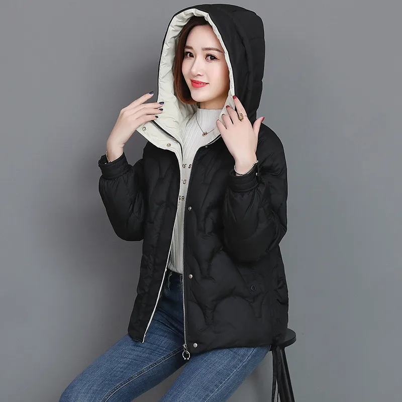 

Short Winter Jacket Women Parka Coat Warm Thick Down Cotton Coat Female Loose Hooded Cotton Padded Outerwear Women Winter Jacket