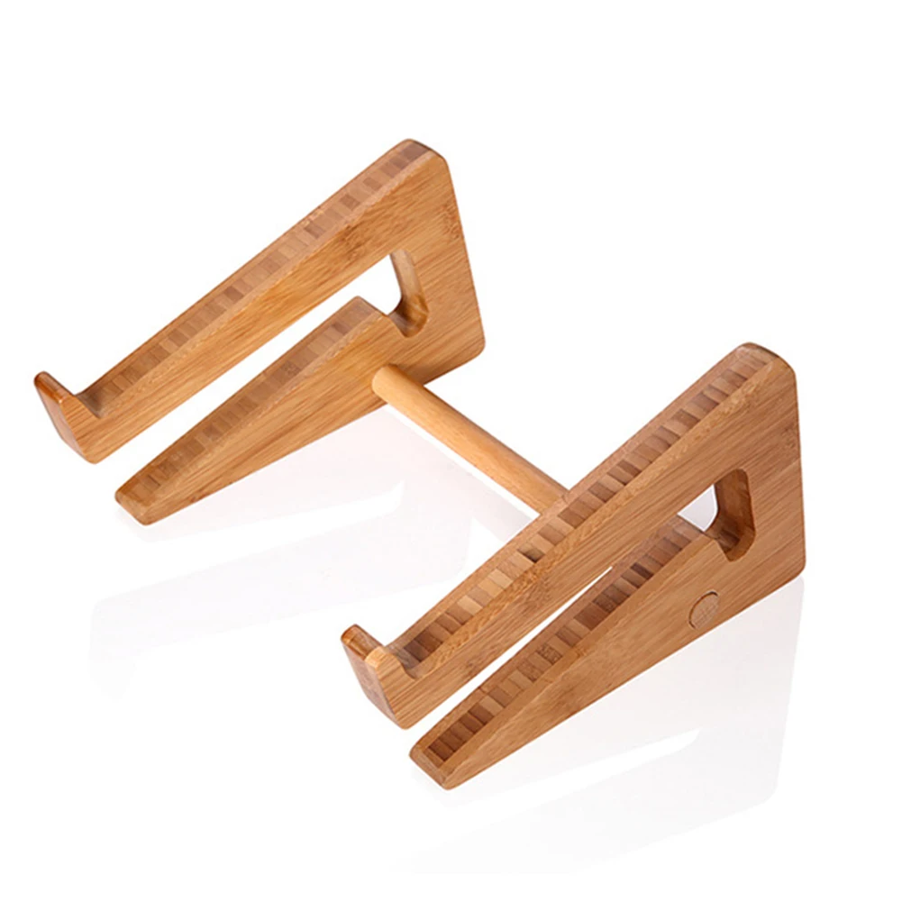 

Laptops Stand Bamboo Notebook Holder Multifunctional Desktop Heat Dissipation Vertical Wooden Storage Rack for Home Office VH99