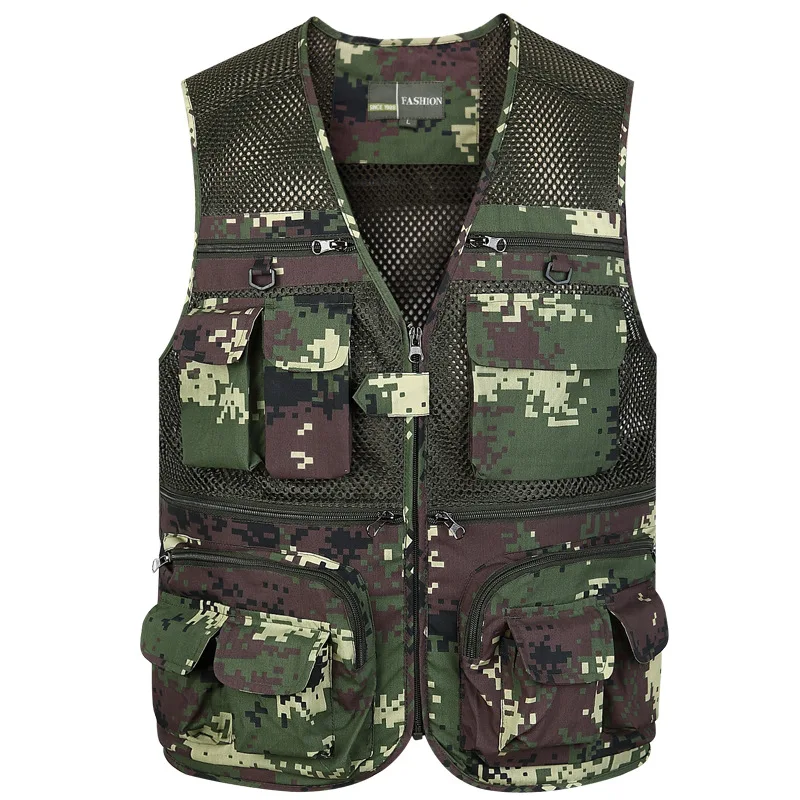 

Summer New Men's Middle-Aged Fishing Photography Multi-Pocket Men's Vest Mesh Sleeveless Tops