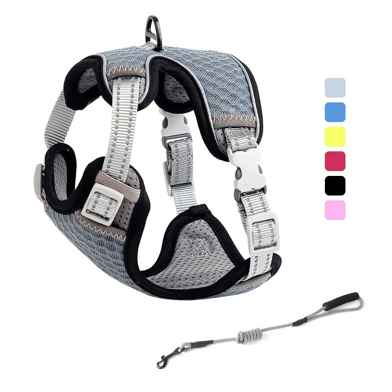 

Reflective Cat dog Harness Pet Harness Leash Set Breathable Mesh Pet Puppy Kitten Walking Lead Vest Cat Clothing Pet Supplies