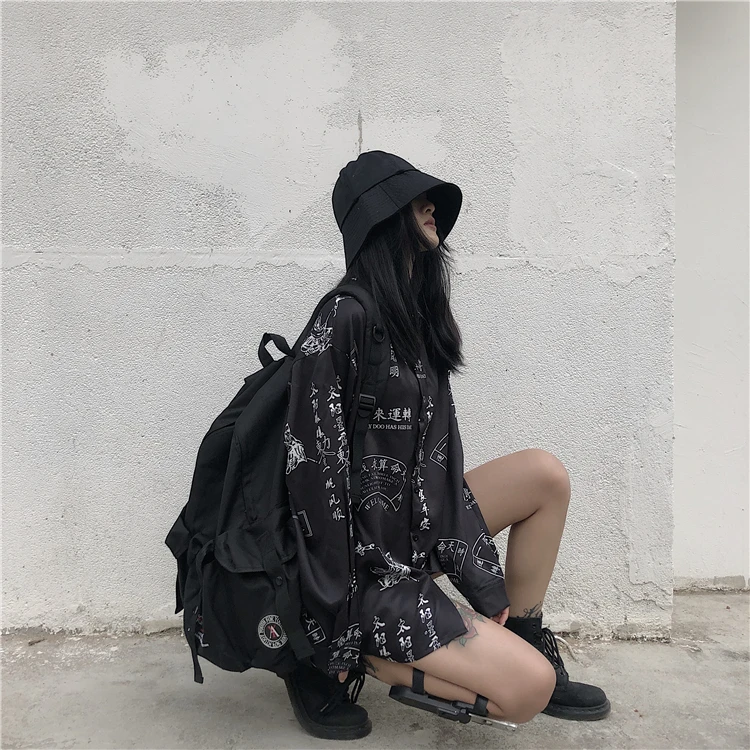 Neploe Harajuku китайская блузка с буквенным принтом свободная негабаритная уличная Футболка Топ рубашка корейский хип хоп панк блузки Blusas 55043