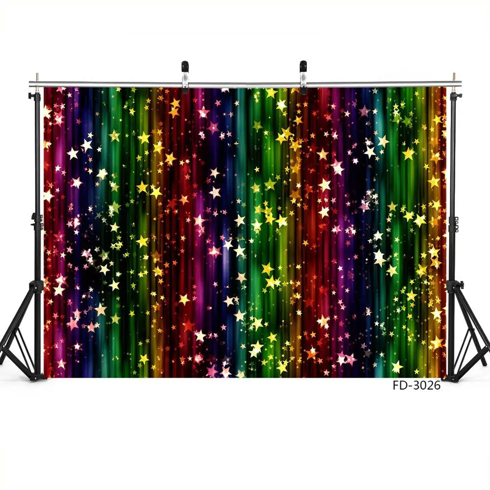 Рождественский цвет блестящие звезды Виниловый фон для фотосъемки Декор дети