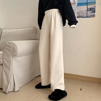 fleece lined thickened pants for women 2020 new autumn winter straight loose wide leg pants high waist slimming draping casual