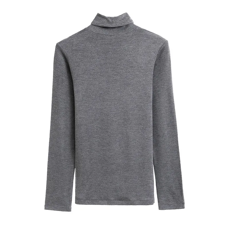 Женские футболки с воротником стойкой теплый Топ длинным рукавом и высоким