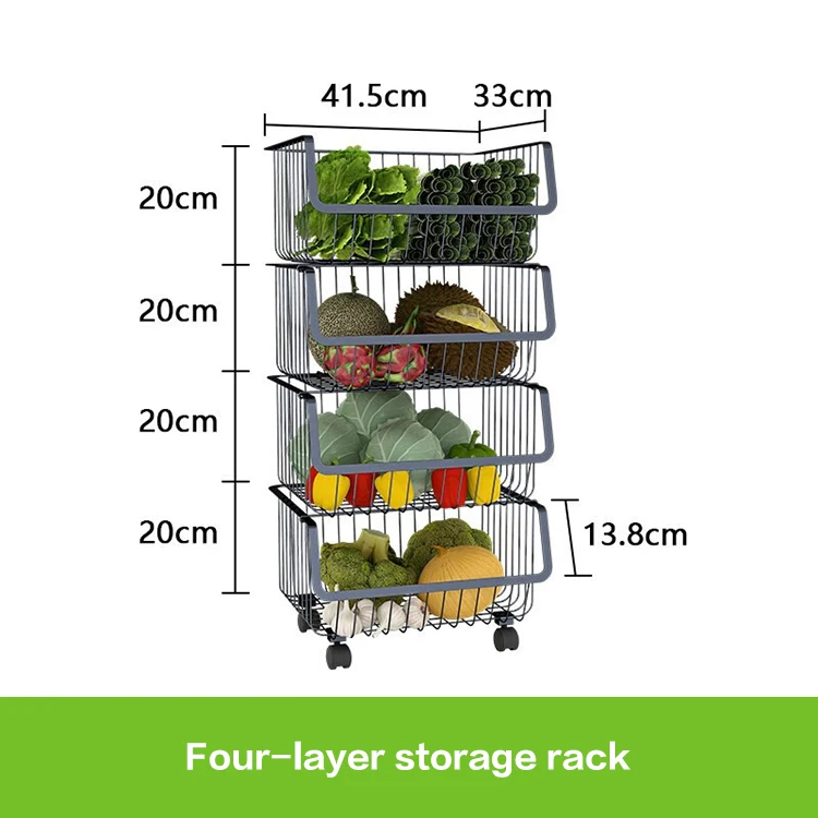 Micoe stainless steel bathroom kitchen rack black multi-layer floor stand fruit and vegetable basket |