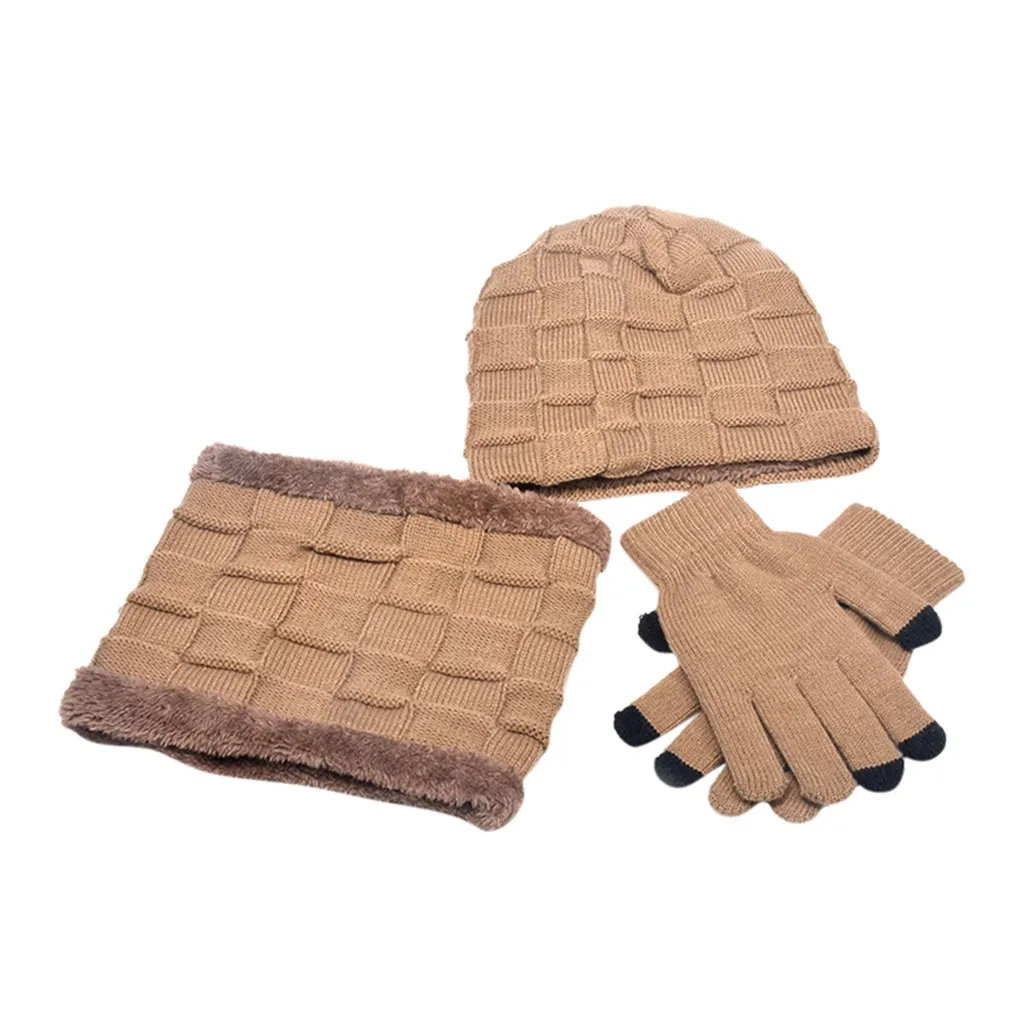 Детская зимняя шапка для мальчиков и девочек нагрудник перчатки костюм-тройка