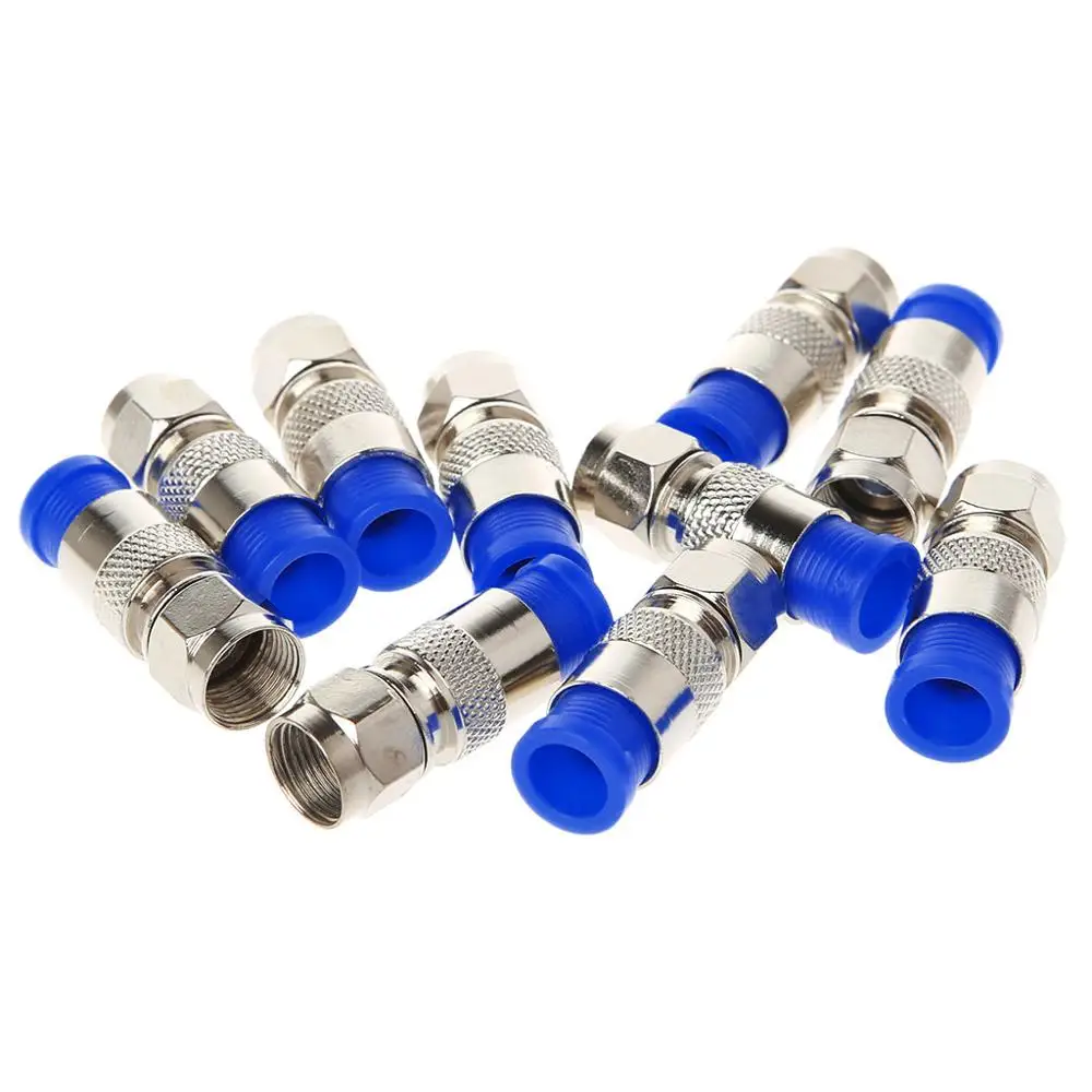 10Pcs RG6 RG59 F Compression Connectors Coaxial Coax Cable Fitting Tools O-Ring | Обустройство дома