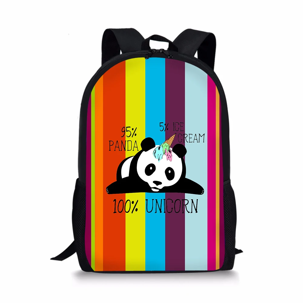 Children's Backpack Panda Colorful Unicorn Pattern Students School Bags Teenagers Book-Bag Mochila Women's Travel Bag