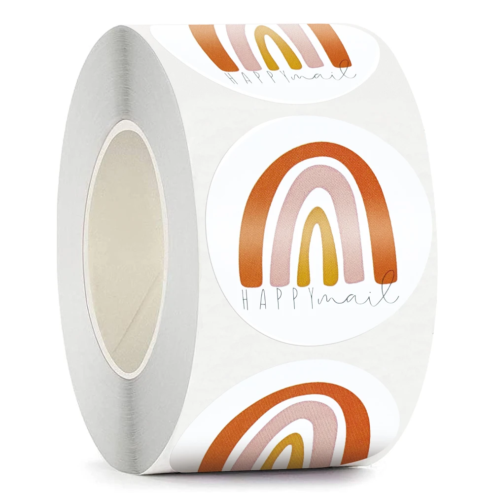1 5 дюймов Радужная наклейка Happy Mail для коробок почтовых отправлений этикетки