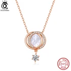 ORSA JEWELS Твердые 925 стерлингового серебра Подлинная натуральная ракушка Круглые Подвески Ожерелья AAAA кубического циркония женские ювелирные изделия GMN17