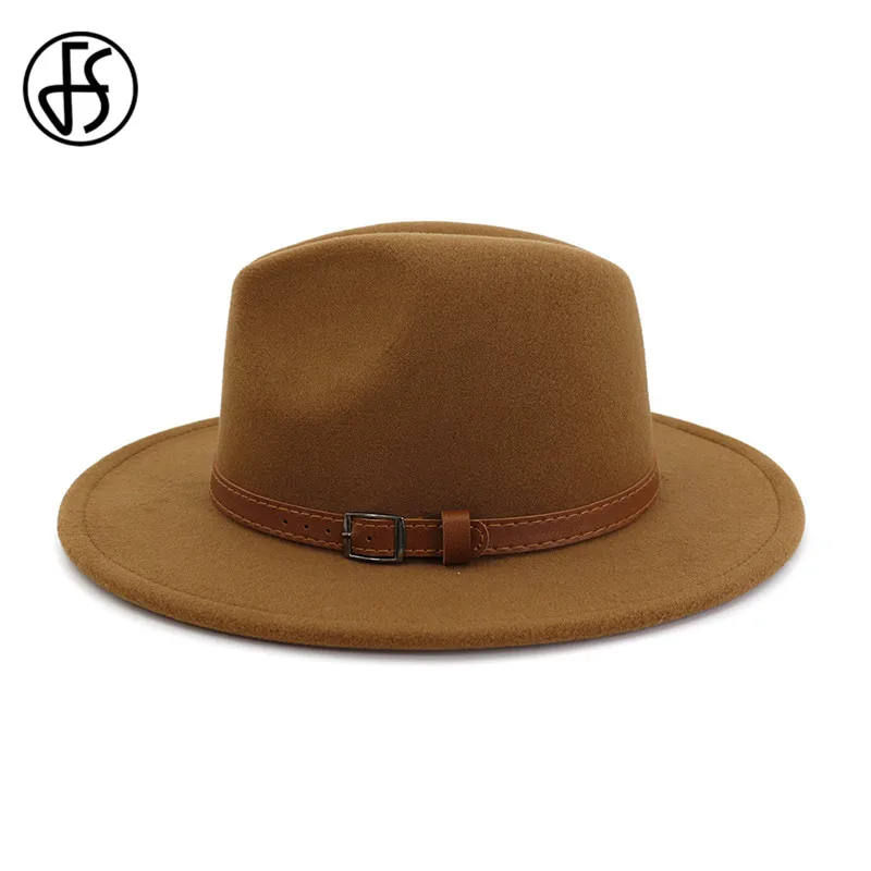 FS зимние Осенние шерстяные шапки для мужчин женские фетровые шляпы черные