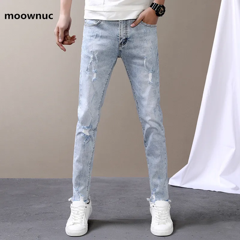 

2020 new arrival autumn high quality fashion Classic Tearing slim jeans men ,men's spring casual skinny jeans men size 28-36