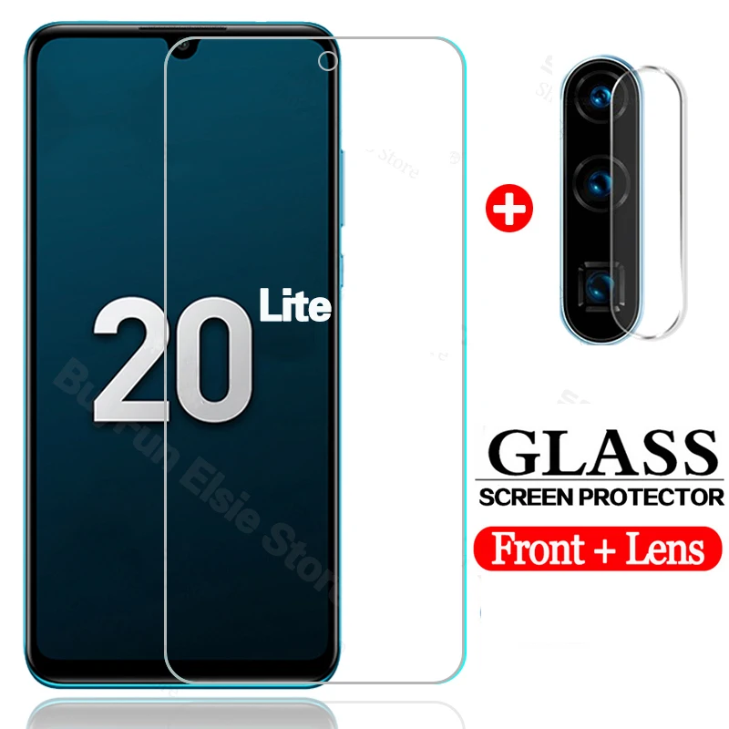 Закаленное стекло 2 в 1 для Huawei Honor 20 Lite Защита экрана легкая пленка объектива
