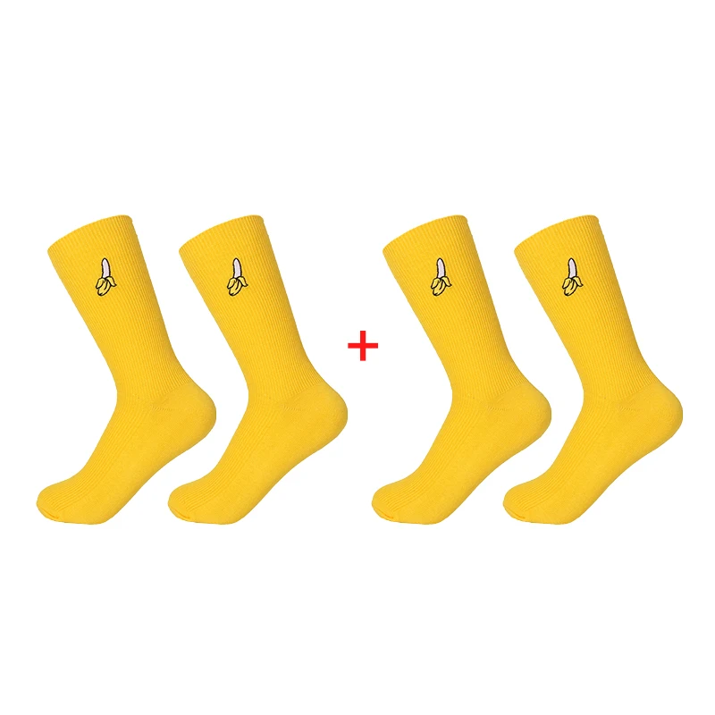 banana 2 pairs 1/2 пар, Милые кавайные носки для девочек с мультипликационным принтом фруктов, авокадо, банан, вишня, персик, meias, корейские забавные носки с вышивкой в стиле Харадзюку - Цвет: banana 2 pairs