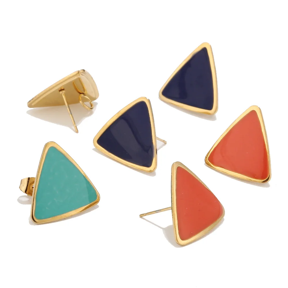 

20pcs/lot Exquisite Stainless Steel Ear Stud Components Stud triangle drawing DIY Earring Accessories