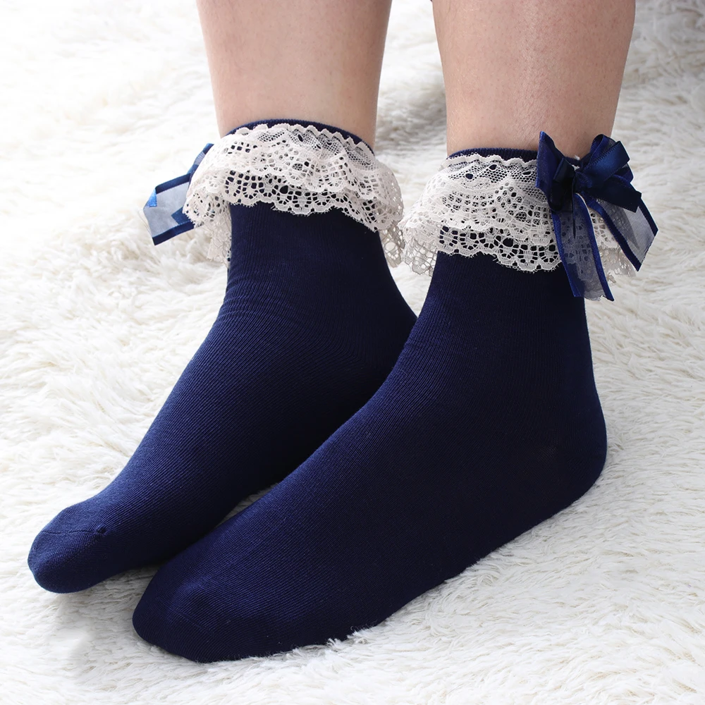 Женские милые короткие носки в стиле ретро Харадзюку Хлопковые принцессы Лолиты